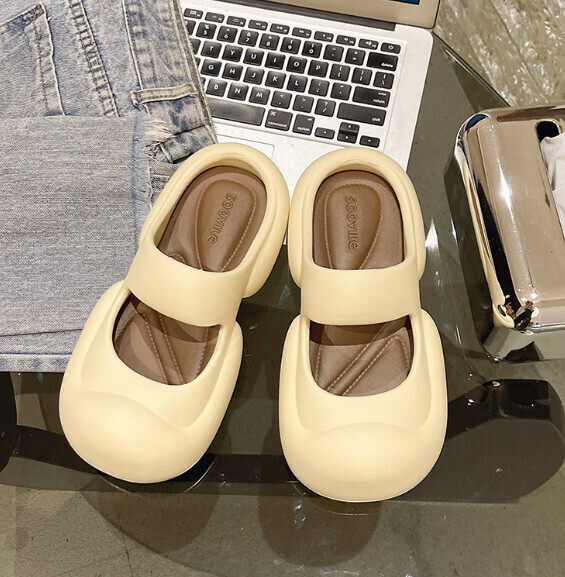 Popular simple and versatile beach toe-toe sandals [Ivory-Solid Color] (Size: 35-40) [Please contact customer service to confirm the delivery size after placing the order]