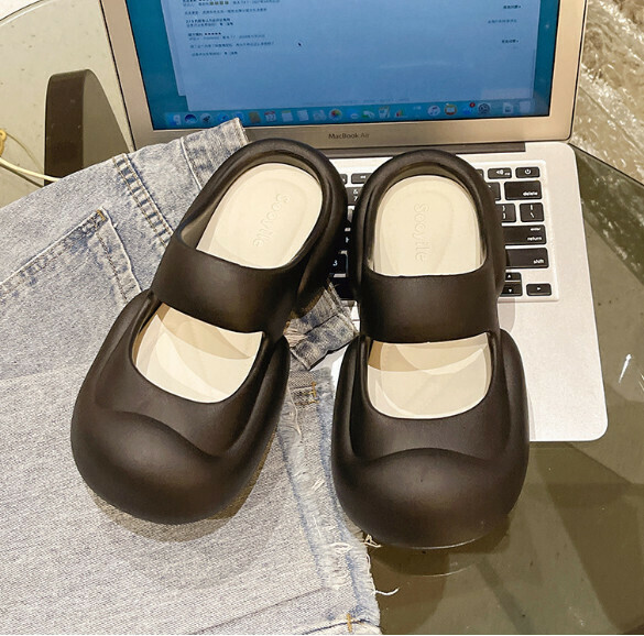 Popular simple and versatile beach toe-toe sandals [white and black - solid color] (size: 35-40) [please contact customer service to confirm the delivery size after placing the order]