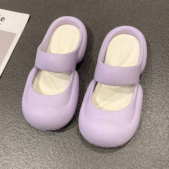 Popular simple and versatile beach toe-toe sandals [white and purple] (size: 35-40) [please contact customer service to confirm the delivery size after placing the order]