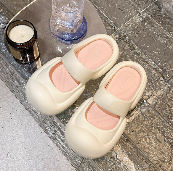 Popular simple and versatile beach toe-toe sandals [White Pink-Solid Color] (Size: 35-40) [Please contact customer service to confirm the delivery size after placing the order]