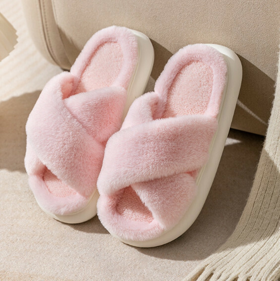 Popular plush warm cotton slippers [pink] (size: 36-41) [please contact customer service to confirm the delivery size after placing the order]