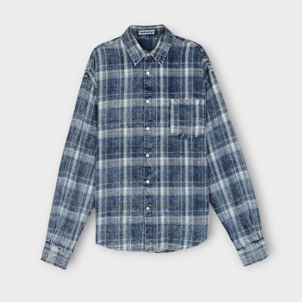 格仔長袖恤衫 taptaptap-042S