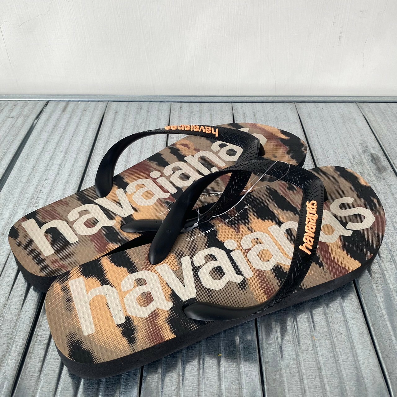 Havaianas 哈瓦仕 拖鞋 夾腳拖 寬帶 大Logo 迷彩 黑棕 4148449-1069U