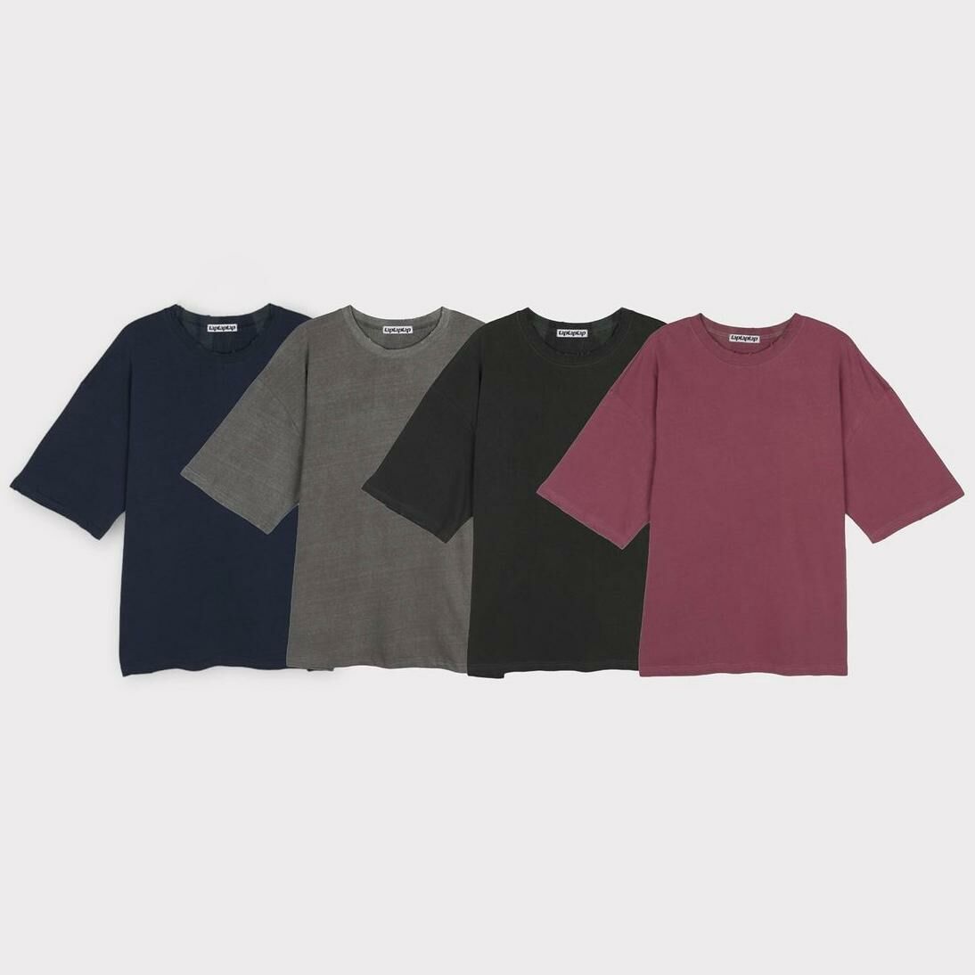 洗水破邊淨色短袖Tee taptaptap-044T