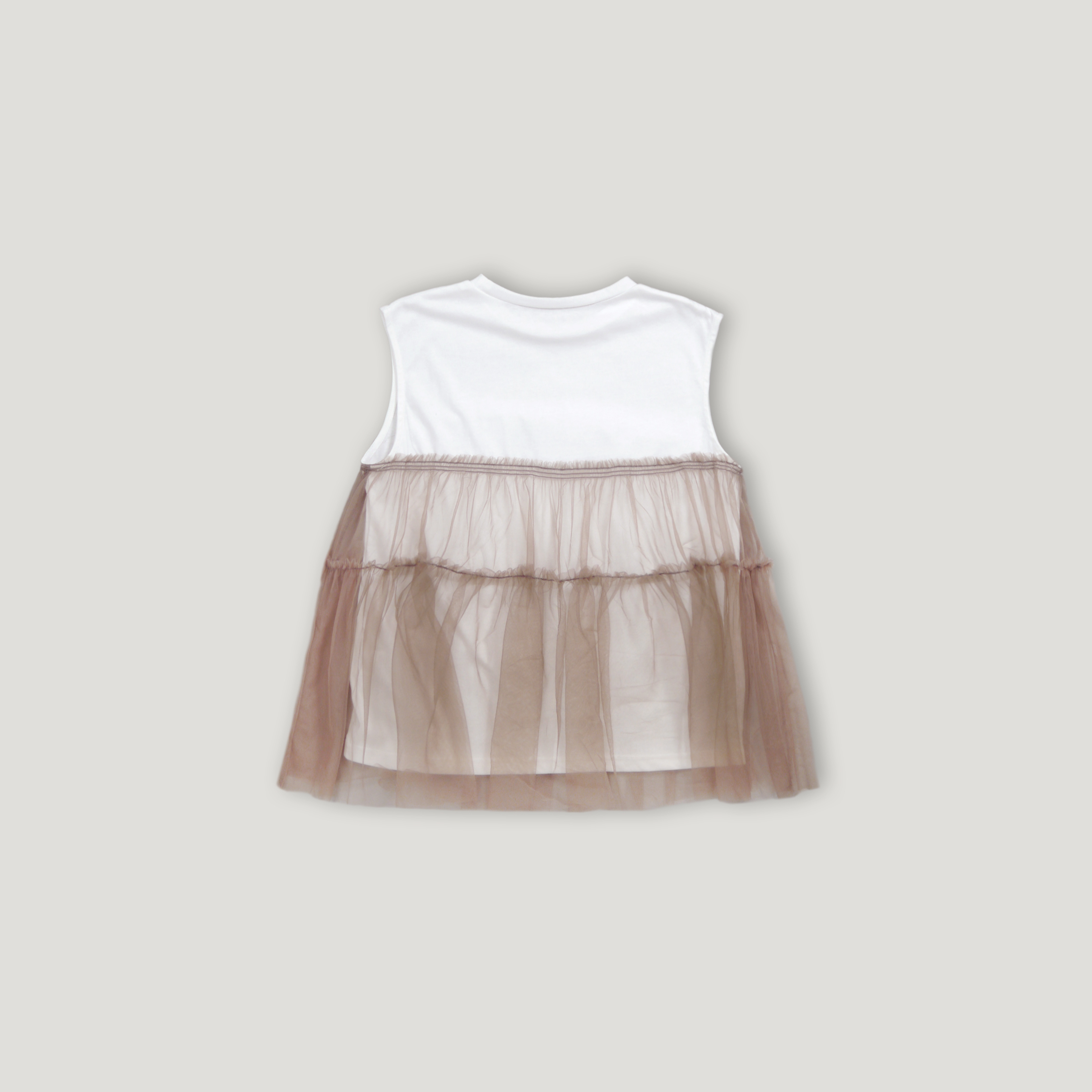 J.P.L. 圓領裁接透紗無袖背心 ╭ 3色 ╮