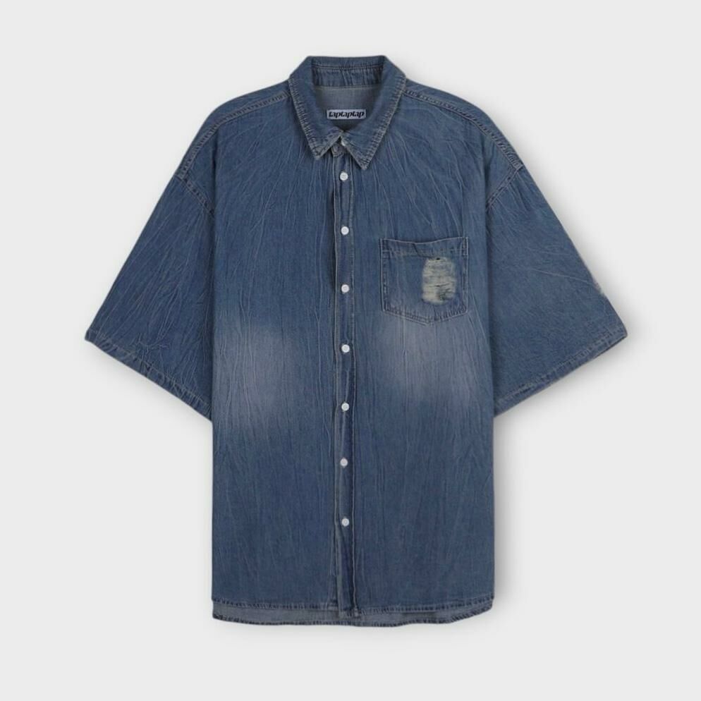 洗水淨色破洞短袖恤衫 taptaptap-055S