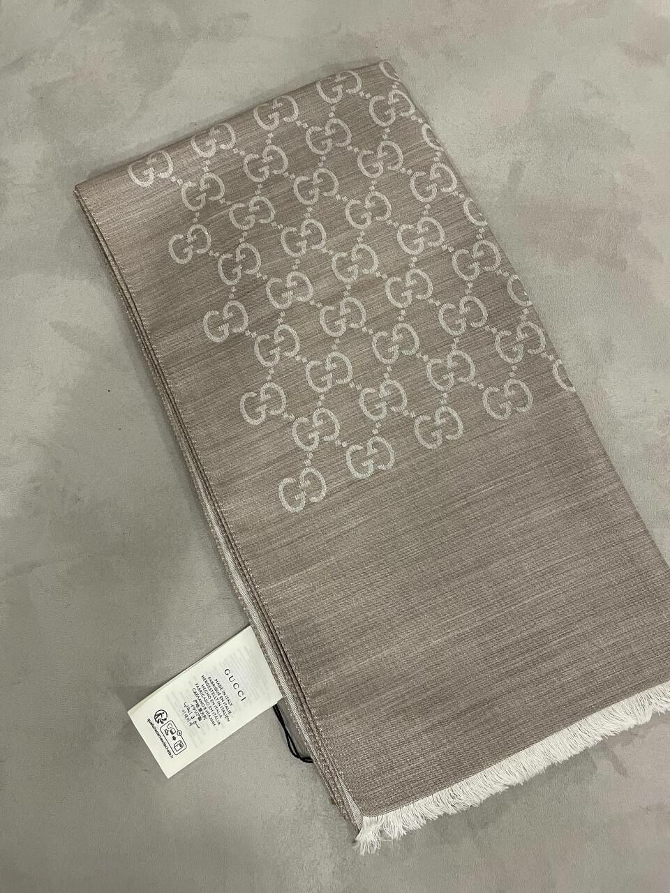 [S] GUCCI CLASSIC MONOGRAM LOGO SHAWL SCARF, 1659043G646-9500 (SGC110)