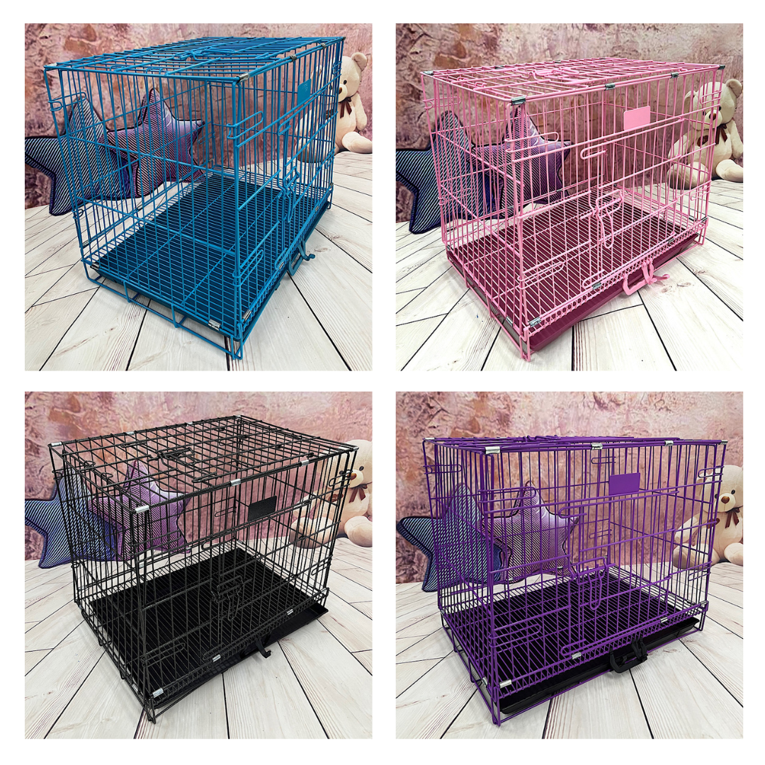 2.5尺雙門特厚支架焗漆耐磨貓籠狗籠寵物籠-可折疊 (4色可選擇)