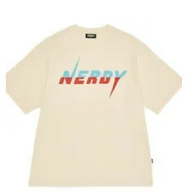 [S] NERDY LIGHTNING LOGO 1/2 SLEEVE T-SHIRT,CREAM, PNEU22KG450203 (SN449)