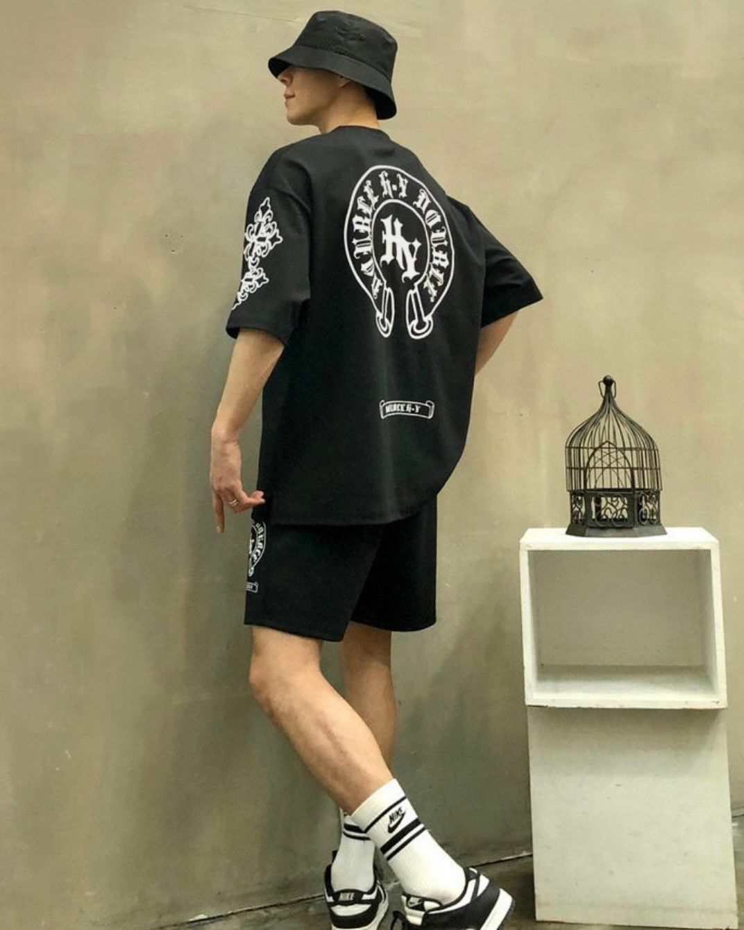 英文字圖案短褲 Double-B-002P