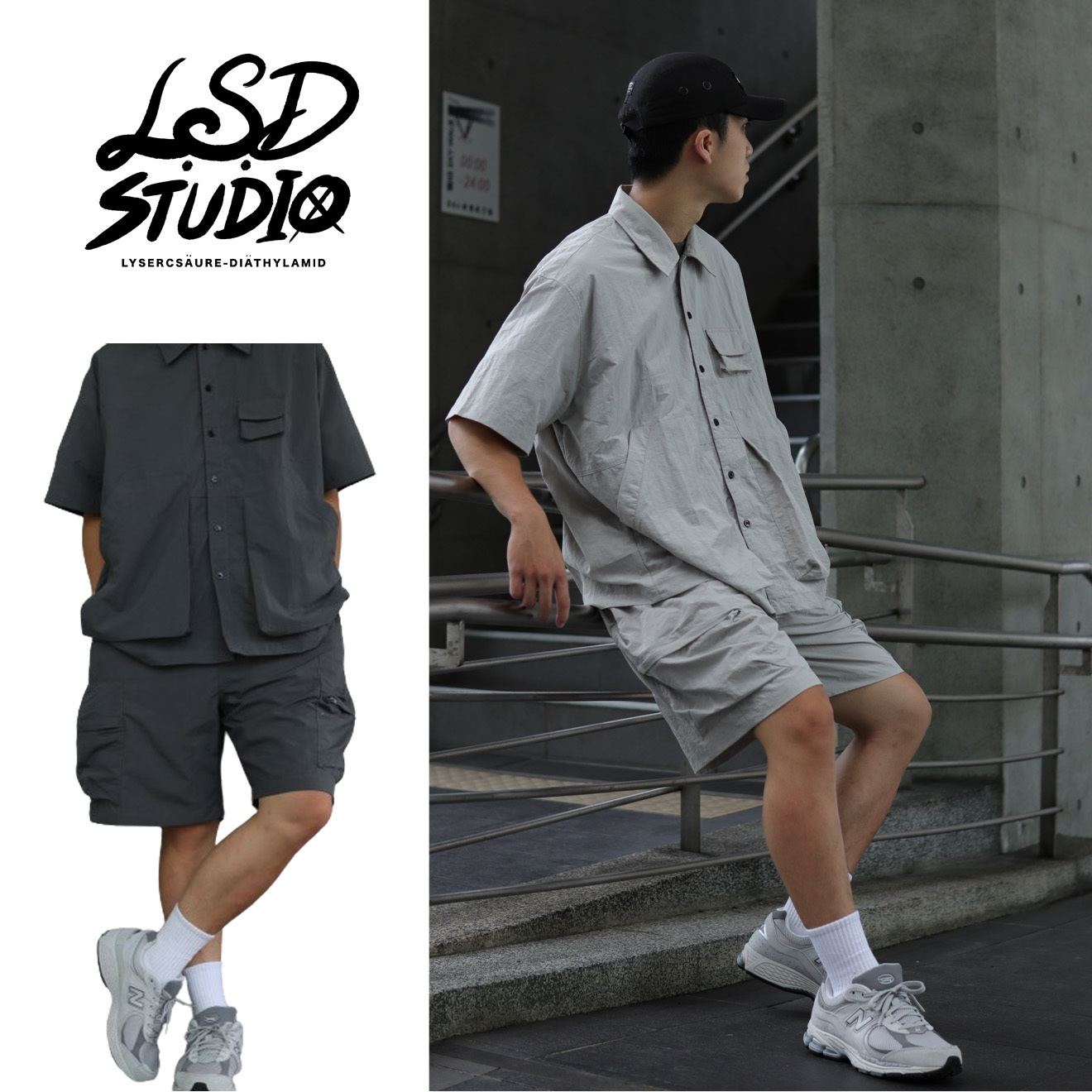 【 24115】機能日系工裝口袋休閒套裝