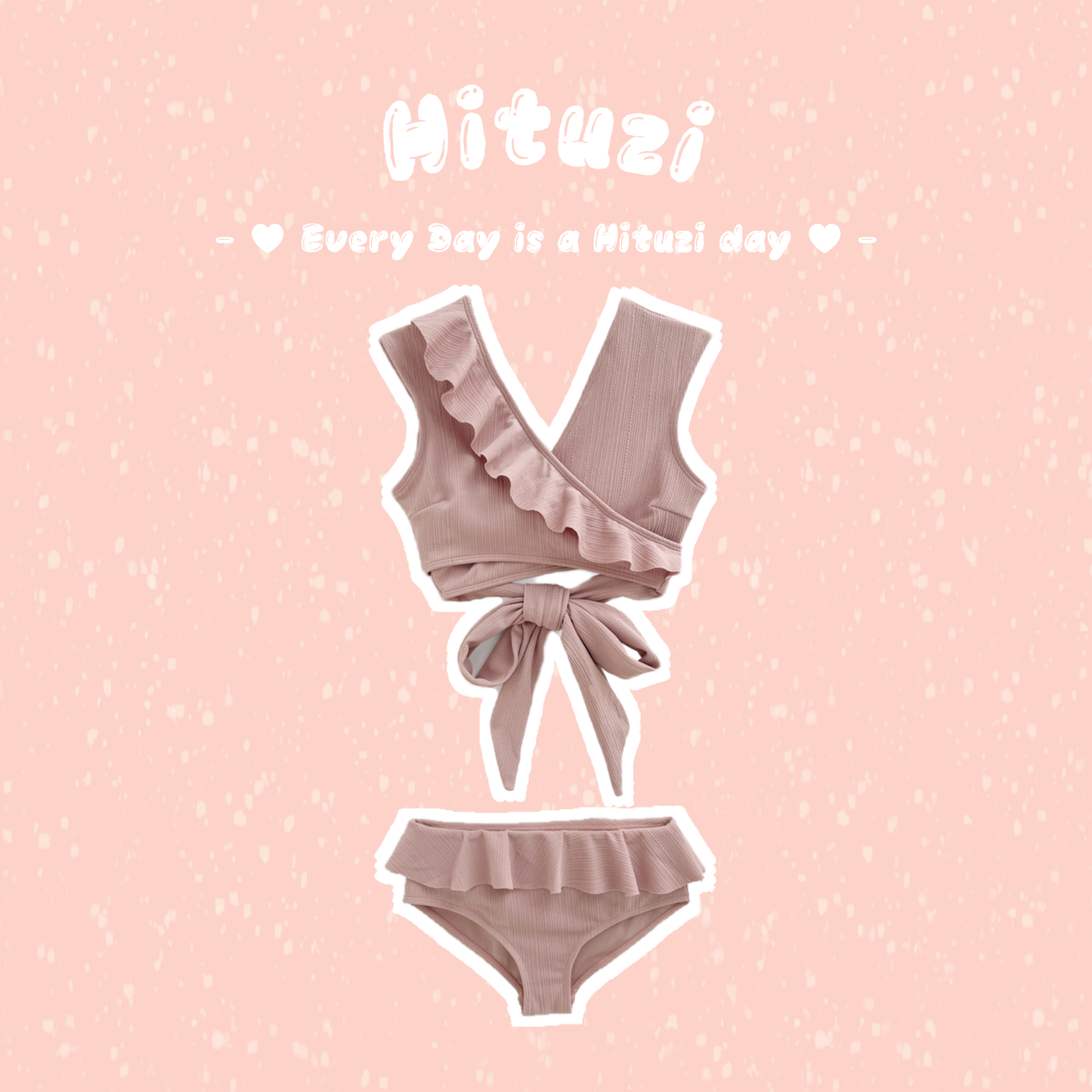 荷葉滾邊後蝴蝶結泳裝