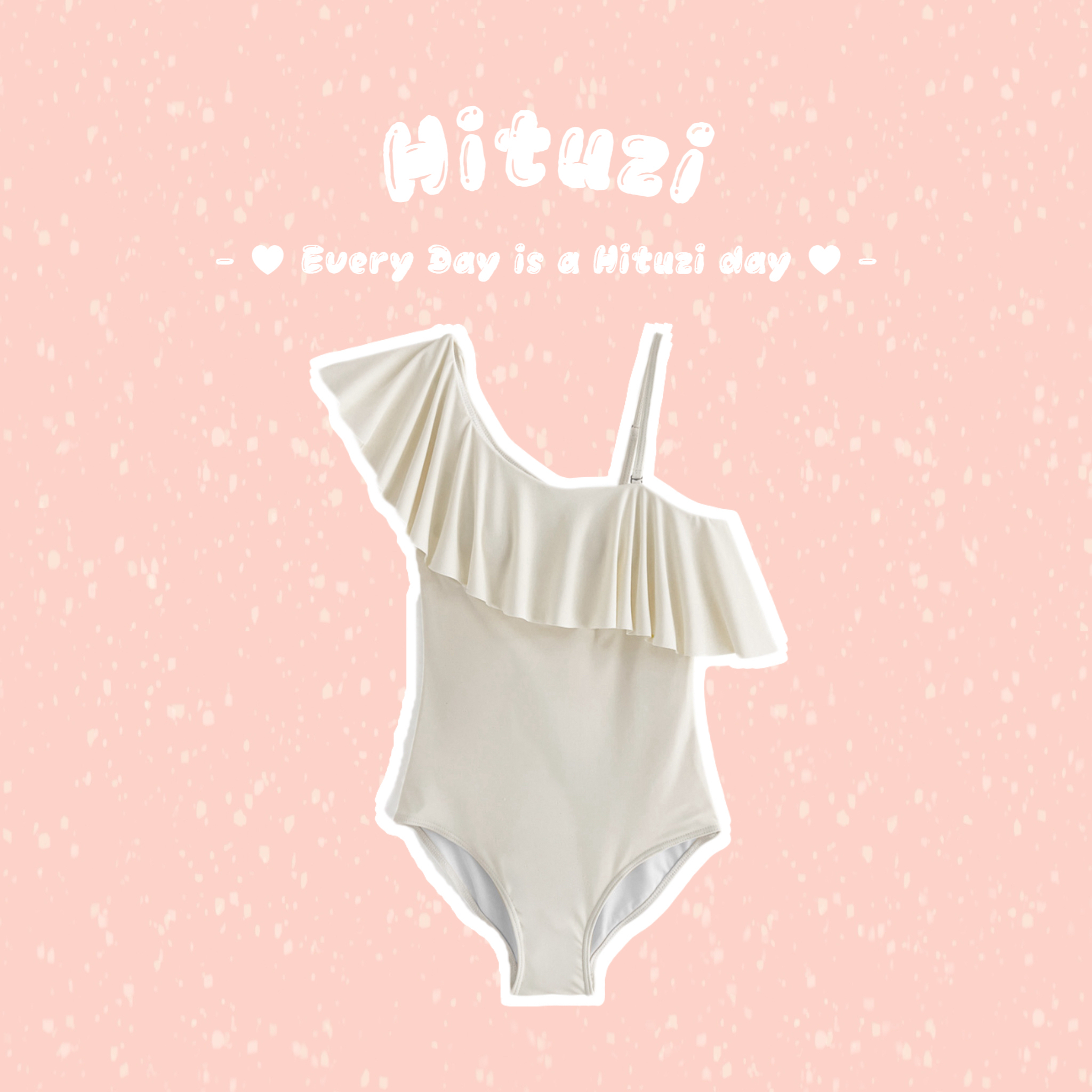 單肩荷葉滾邊連身泳裝