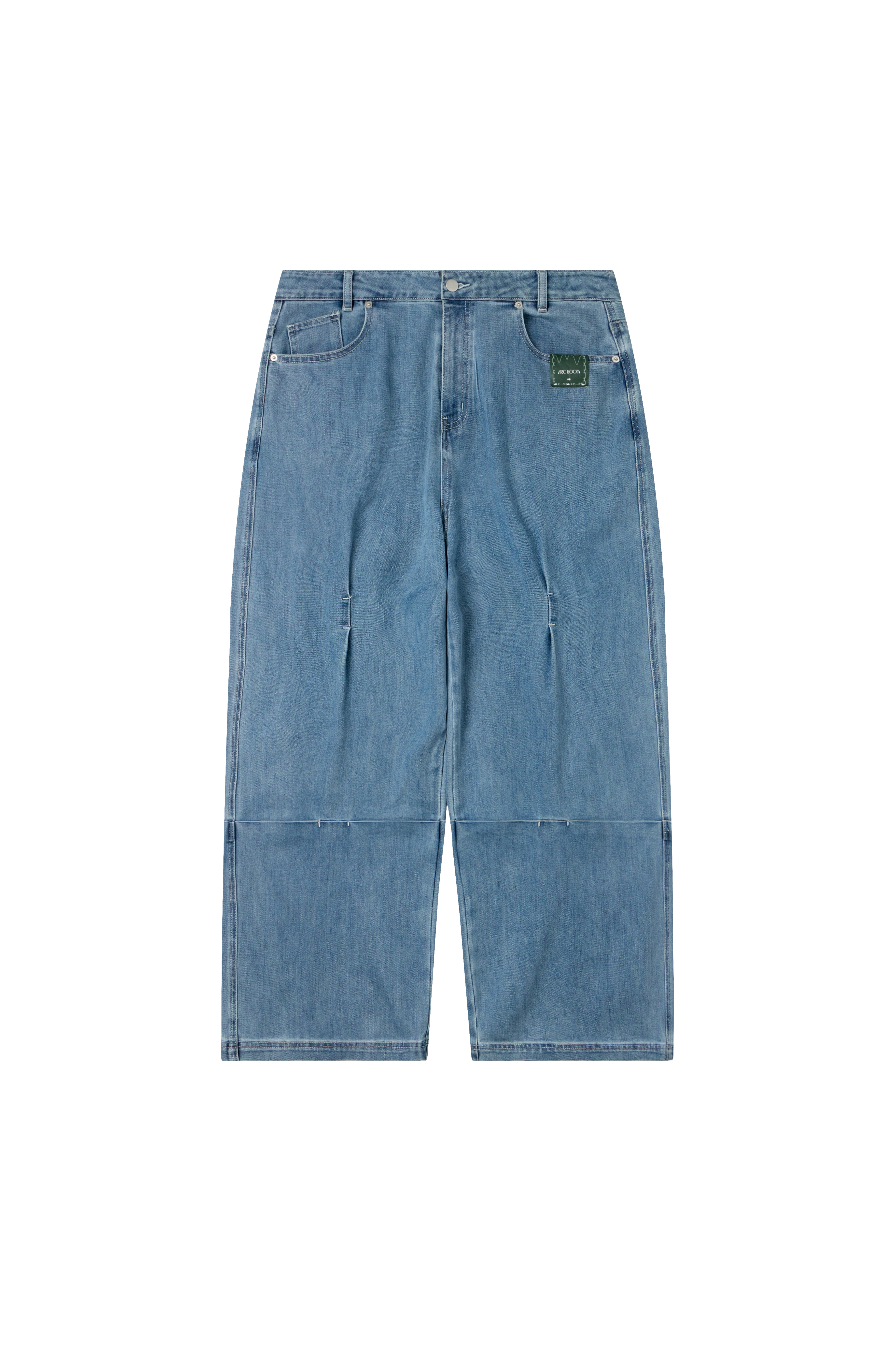 CROSS PLEATED BAGGY JEANS