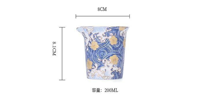 鹿港窯禮品館│星月浪花描金1壺1海6杯茶具組(禮盒)