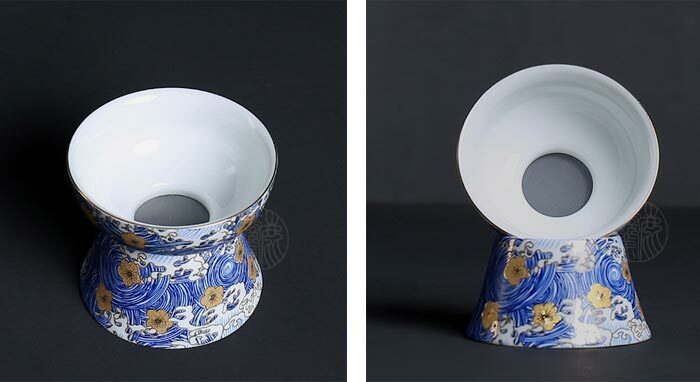 鹿港窯禮品館│星月浪花描金1壺1海6杯茶具組(禮盒)