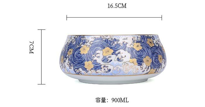 鹿港窯禮品館│星月浪花描金1壺1海6杯茶具組(禮盒)