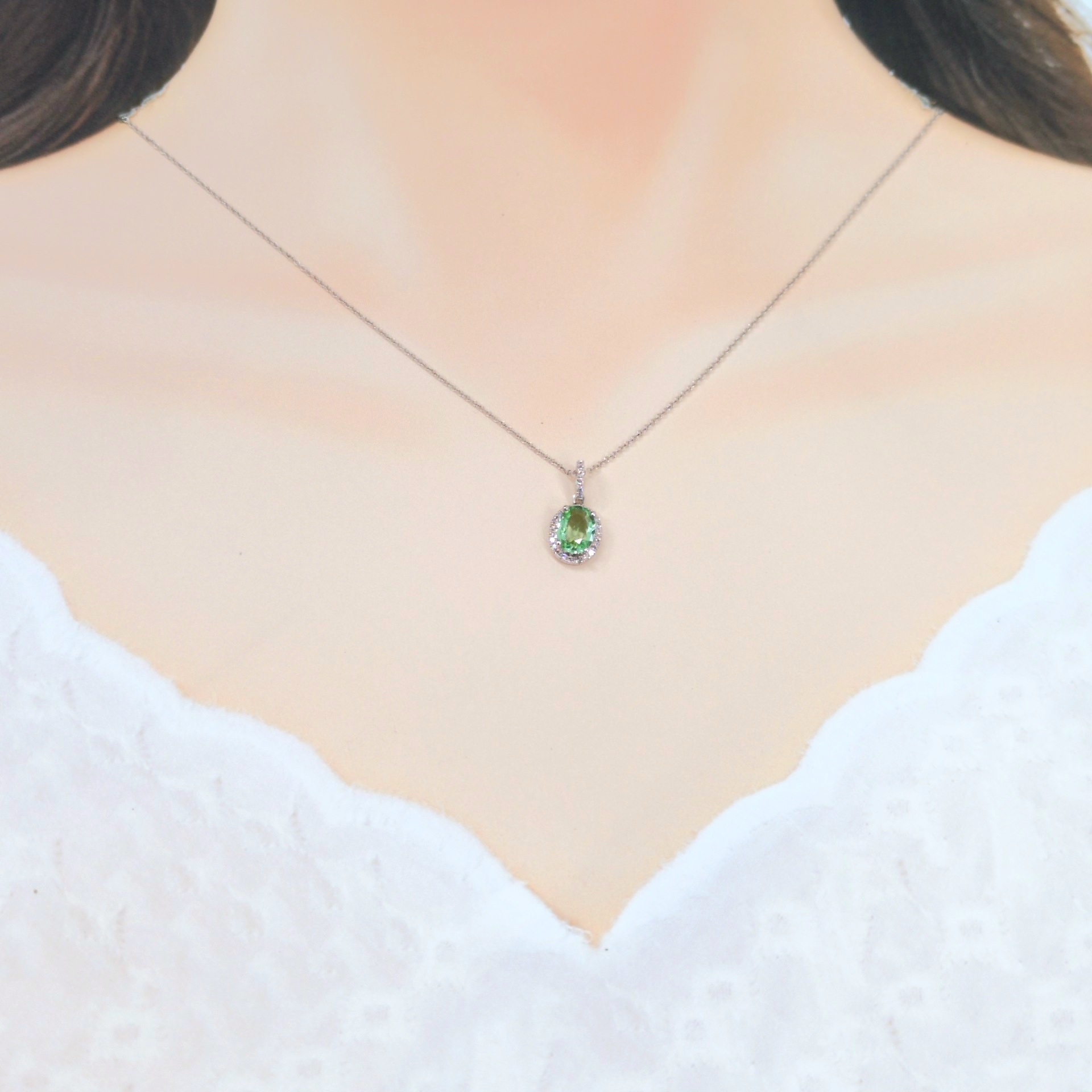 18K White Gold 0.76ct Paraiba and Diamond Pendant