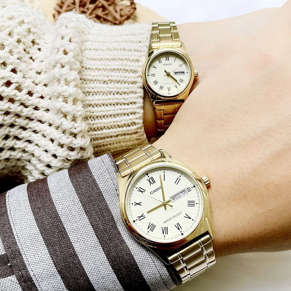 【CASIO 卡西歐】MTP-V006G-9B 金離子鍍層 商務時尚 羅馬數字 精美大氣 不鏽鋼 石英 對錶大款 男錶 手錶 腕錶