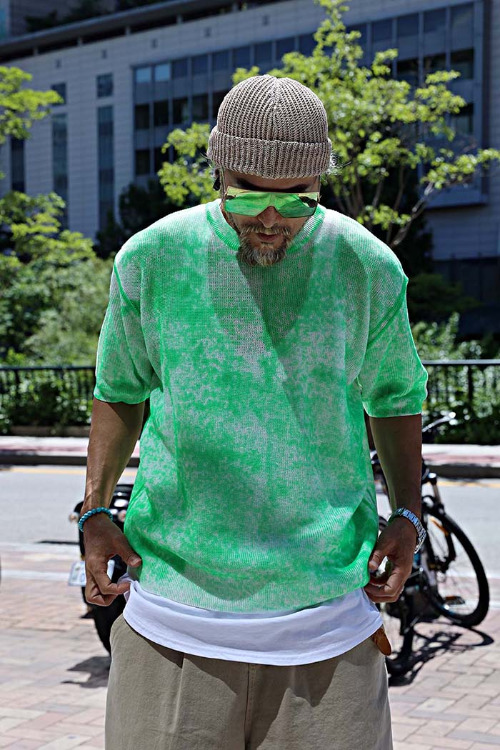 粗紡呢塗色針織短袖T恤