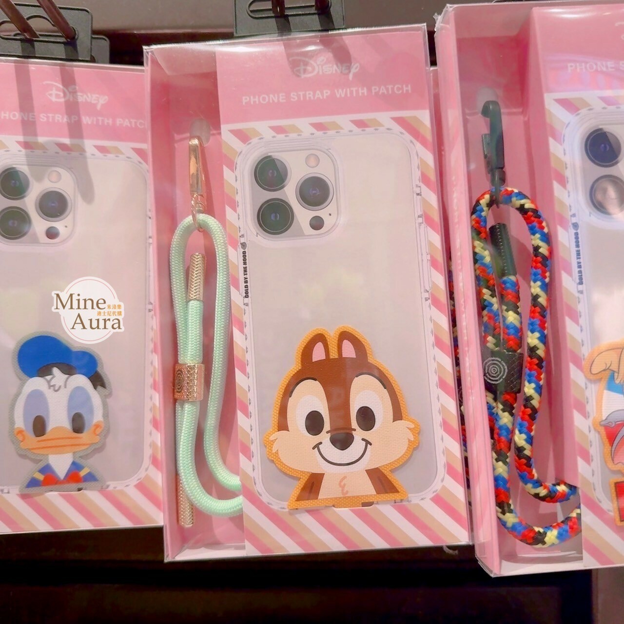 黑鼻 奇奇 Chip 大頭造型 手機貼片 + 掛繩 套組 奇奇蒂蒂 Chip 'n Dale -香港迪士尼樂園