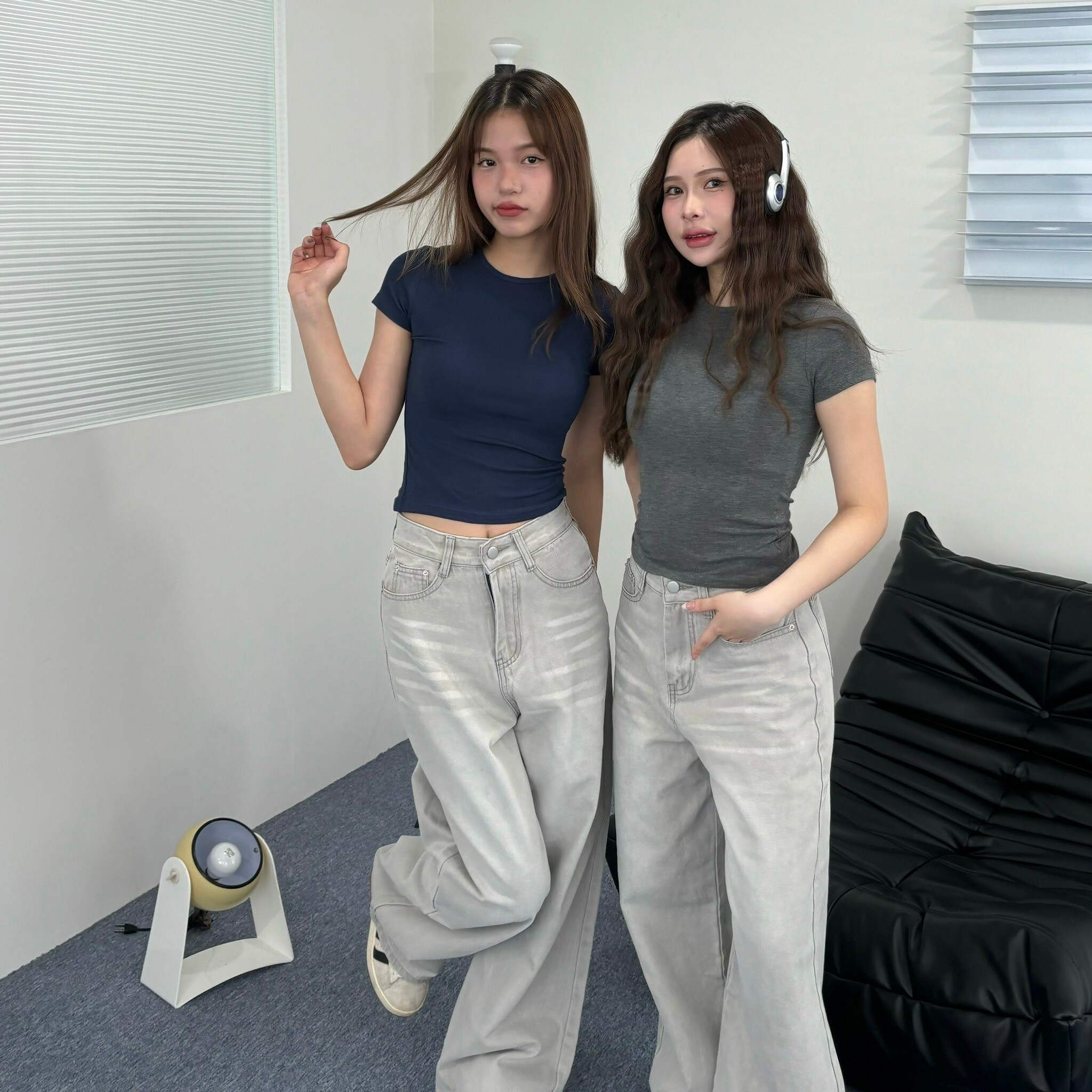 歐美辣妹氛圍圓領修身上衣