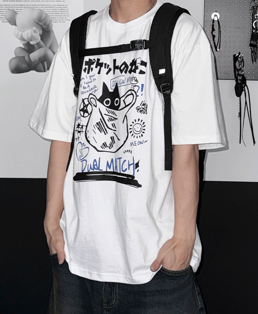 日本貓印花短袖T恤