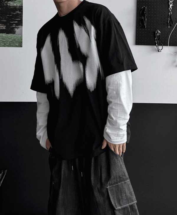 弧形塗色寬版短袖T恤