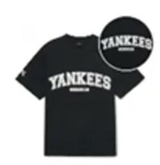 [S] MLB VARSITY LOGO OVERFIT T-SHIRT NEW YORK YANKEES,BLACK, 3ATSV0633-50BKS (SMLB399)
