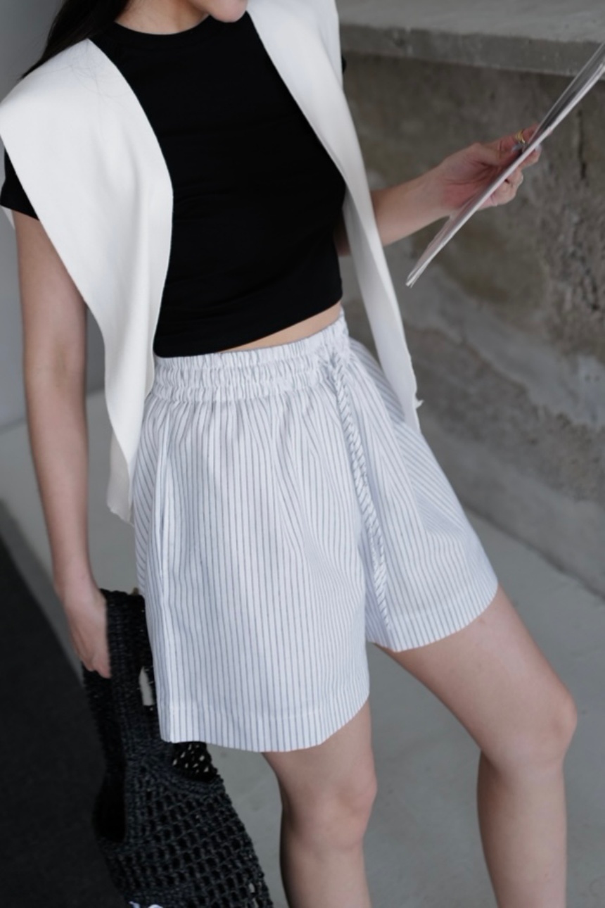 June.廣州連線| 麻料條紋短褲*2色 ∣