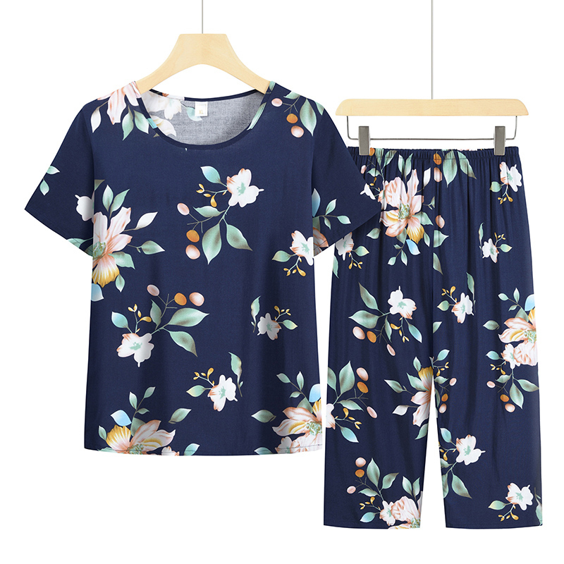 Seniors Short Sleeve Set (XL-4XL Navy Blue) [Please contact customer service to confirm the shipping size after placing an order]