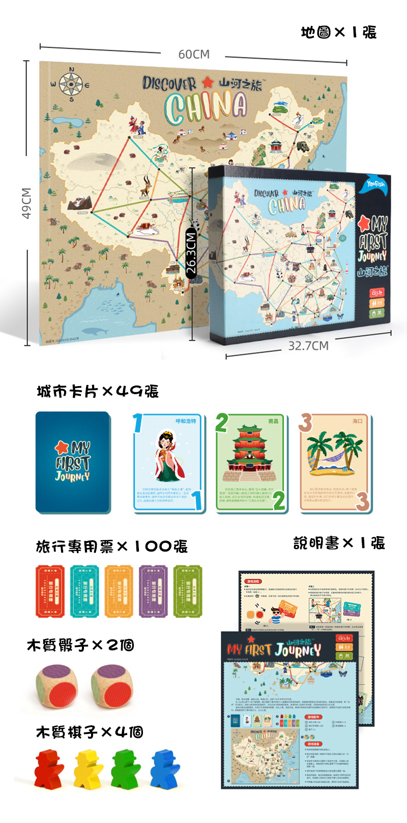 山河之旅中國世界地理地圖大富翁桌遊 TB1621