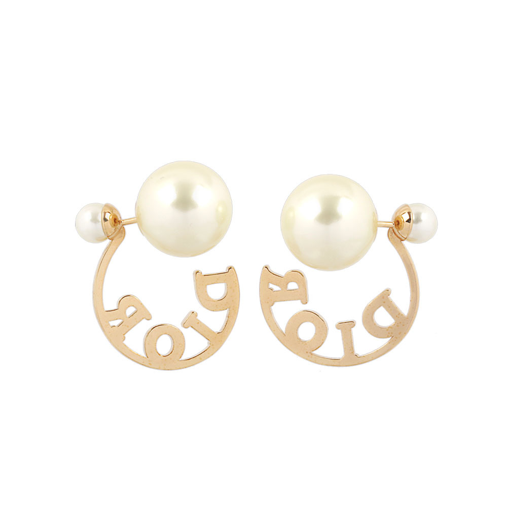 【CHRISTIAN DIOR】Tribales 水鑽環狀標誌及珍珠耳環(金色) E3180WOMCY_D03S