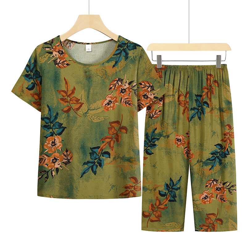 Seniors Short Sleeve Set (XL-4XL Emerald Green) [Please contact customer service to confirm the shipping size after placing an order]