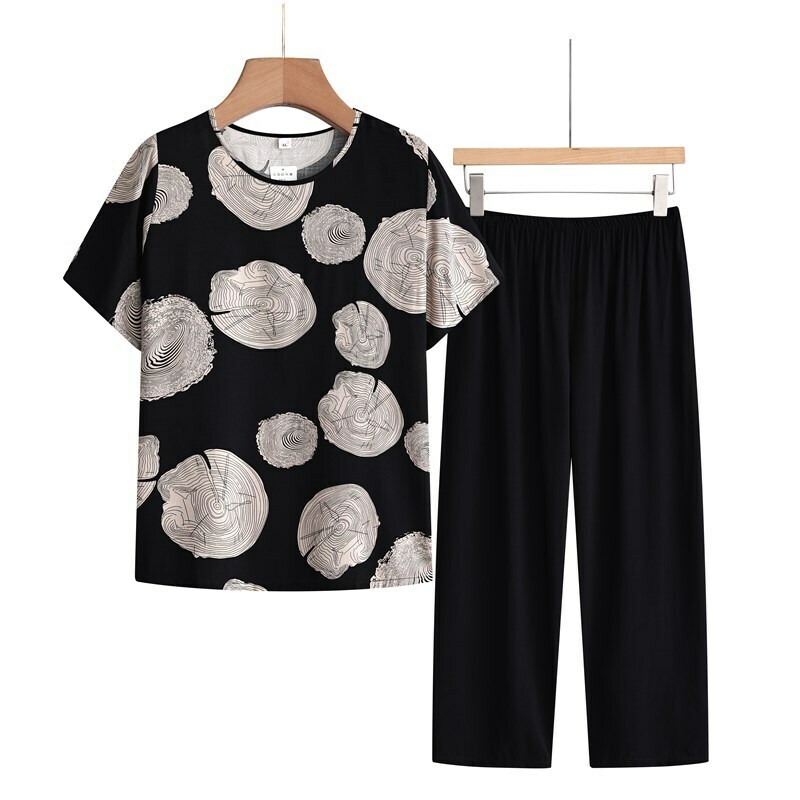 Seniors Short Sleeve Set (XL-4XL Brown Ash Stump) [Please contact customer service to confirm the shipping size after placing an order]