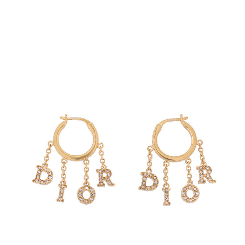 【CHRISTIAN DIOR】(R)evolution 系列垂墜標誌針式耳環(金色) E3230WOMCY_D03S