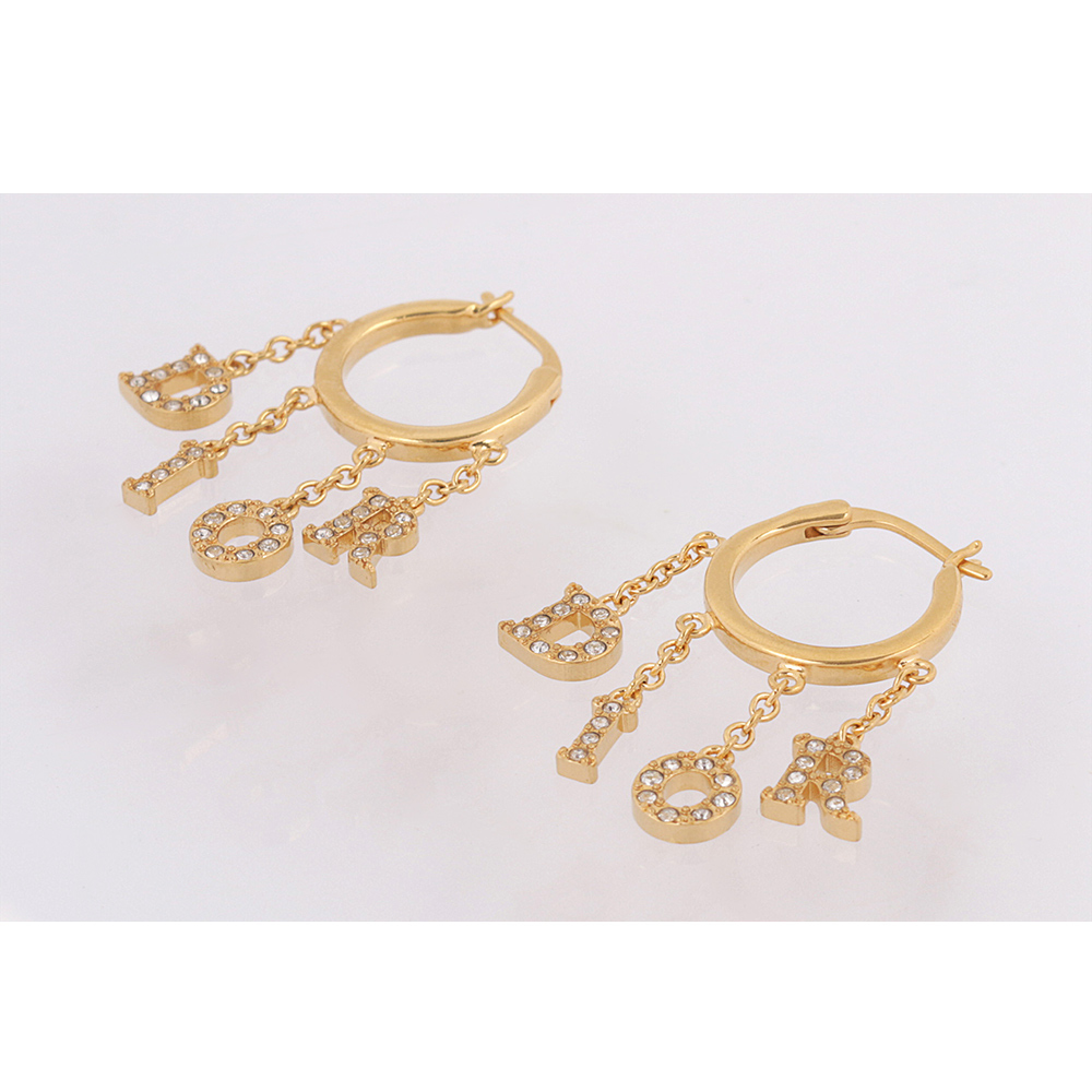 【CHRISTIAN DIOR】(R)evolution 系列垂墜標誌針式耳環(金色) E3230WOMCY_D03S