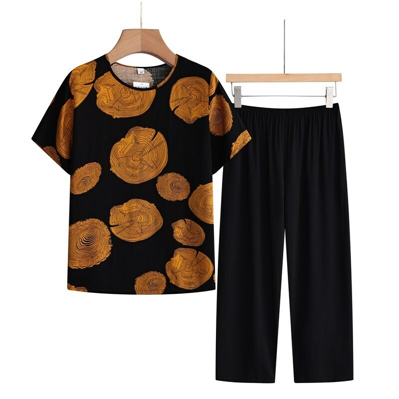 Elderly short-sleeved suit (XL-4XL scorched yellow stump) [Please contact customer service to confirm the shipping size after placing an order]