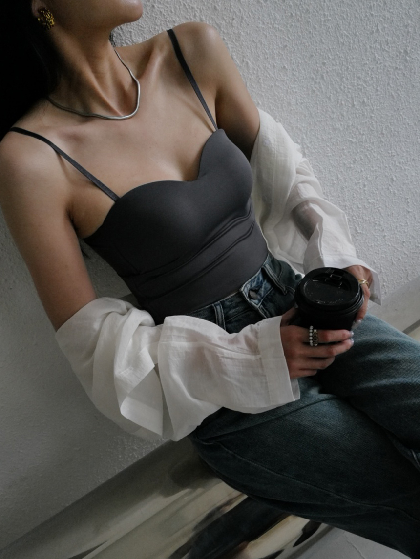 絲滑Ｖ微辣bra top*4色(一體成型乳膠墊) ∣