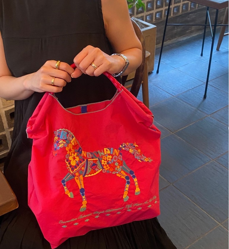 Ball＆Chain 刺繡環保購物袋 M號 - 粉 (30103509)