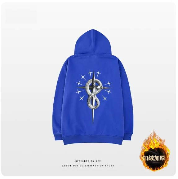 熱推連帽衛衣【M-3XL】【寶藍色-加絨加厚】(下單後聯絡客服確認發貨尺碼) 