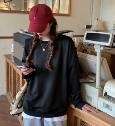 熱推純色女衛衣（黑色圓領 XS-3XL下單後聯絡客服確認發貨尺碼）
