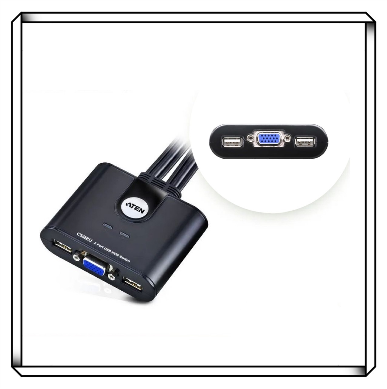 ATEN CS22U 2埠帶線式USB KVM多電腦切換器