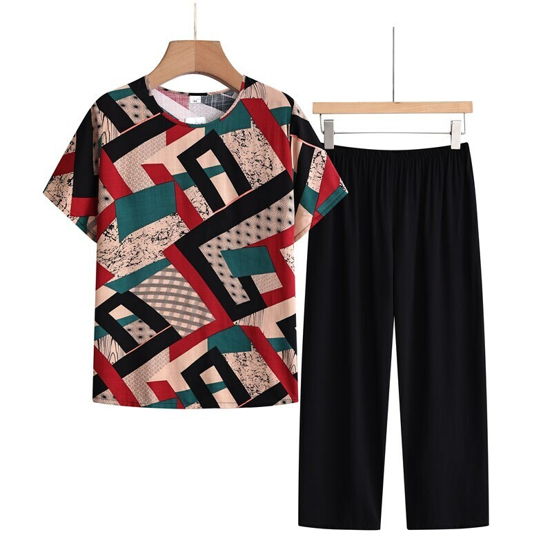 Seniors Short Sleeve Set (XL-4XL Red Checker) [Please contact customer service to confirm the shipping size after placing an order]