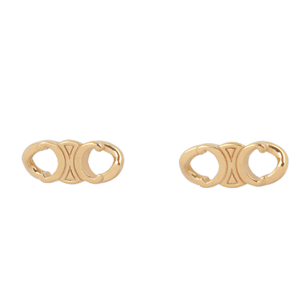 【CELINE】TRIOMPHE GOURMETTE 標誌針式耳環(金色) 460BL6BRA.35OR