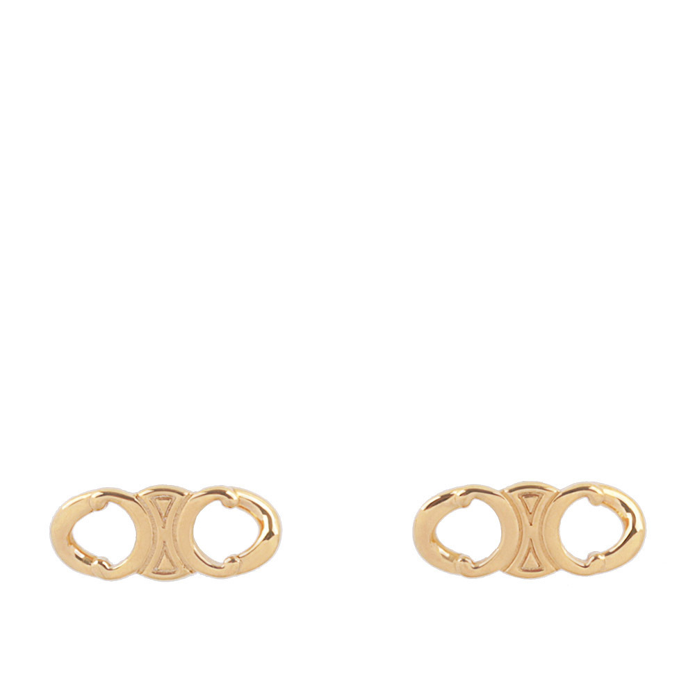 【CELINE】TRIOMPHE GOURMETTE 標誌針式耳環(金色) 460BL6BRA.35OR