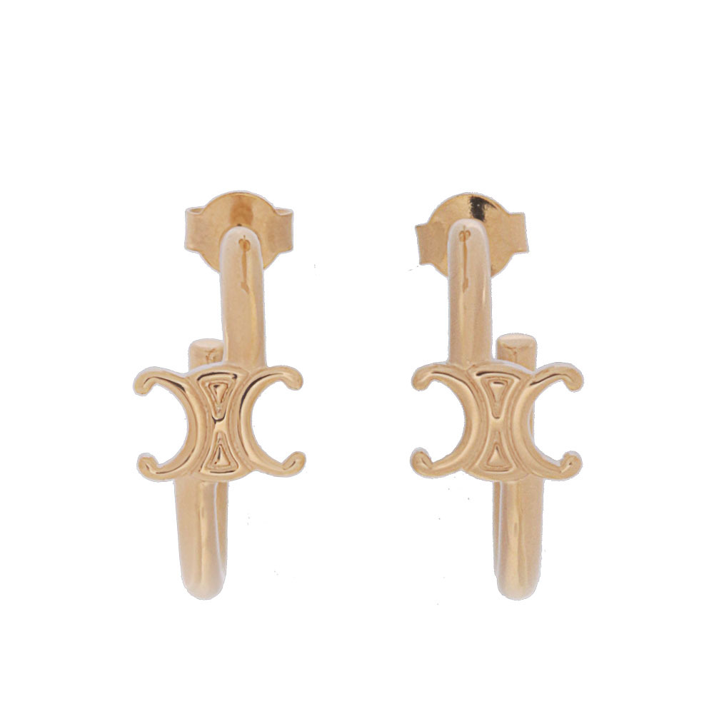 【CELINE】TRIOMPHE 不對稱圈形針式耳環