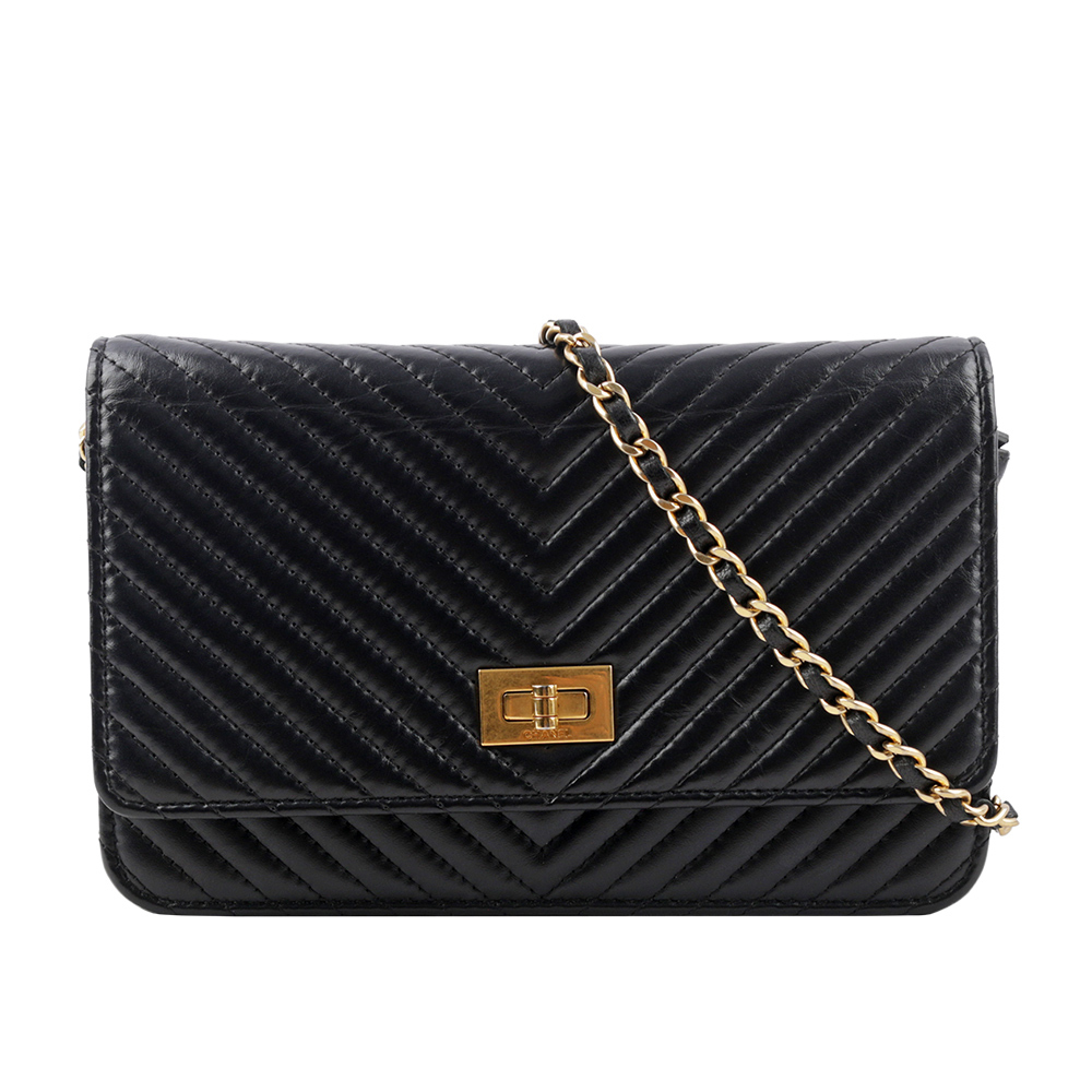 【CHANEL】金釦2.55 復古小牛皮WOC