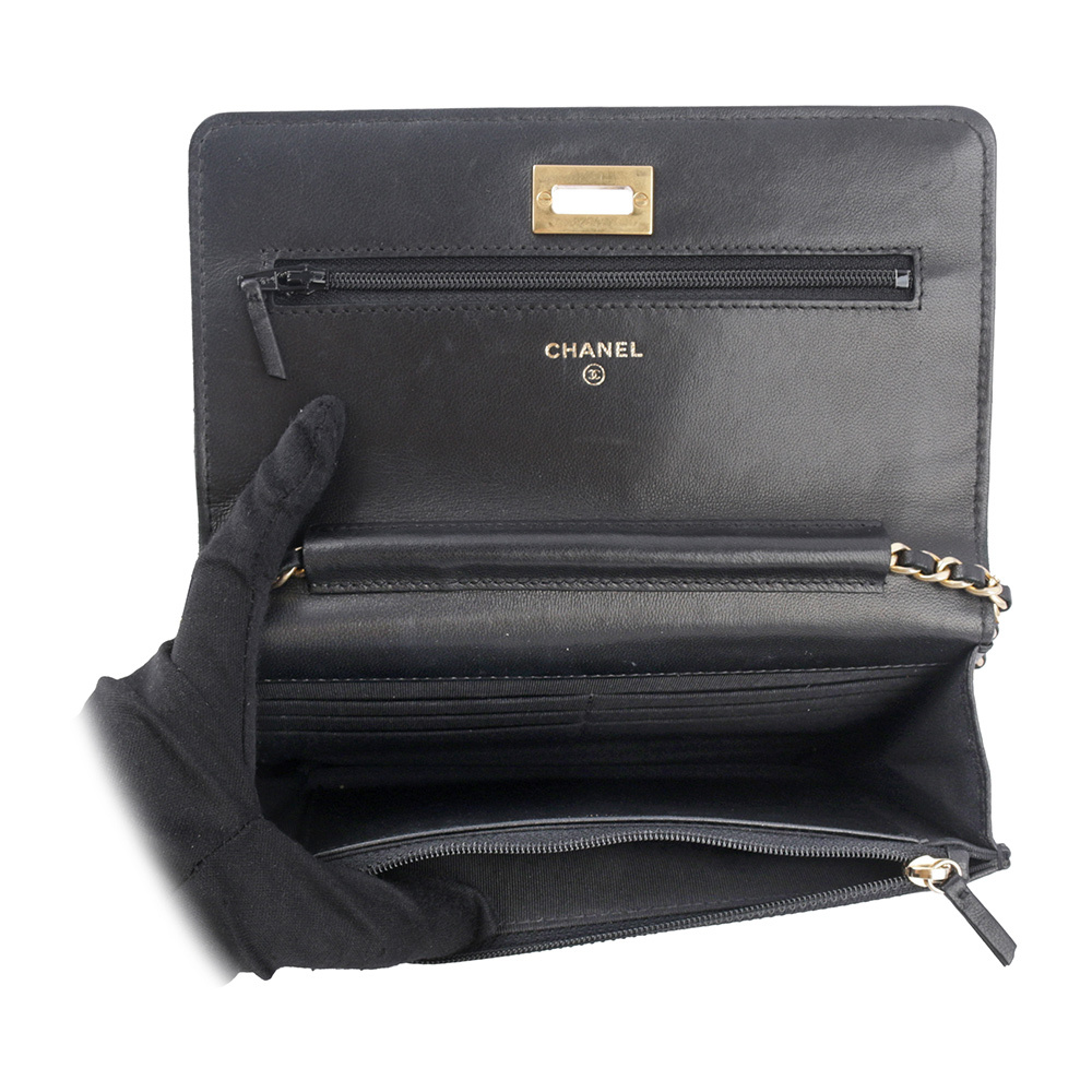 【CHANEL】金釦2.55 復古小牛皮WOC(黑色) CH14000122