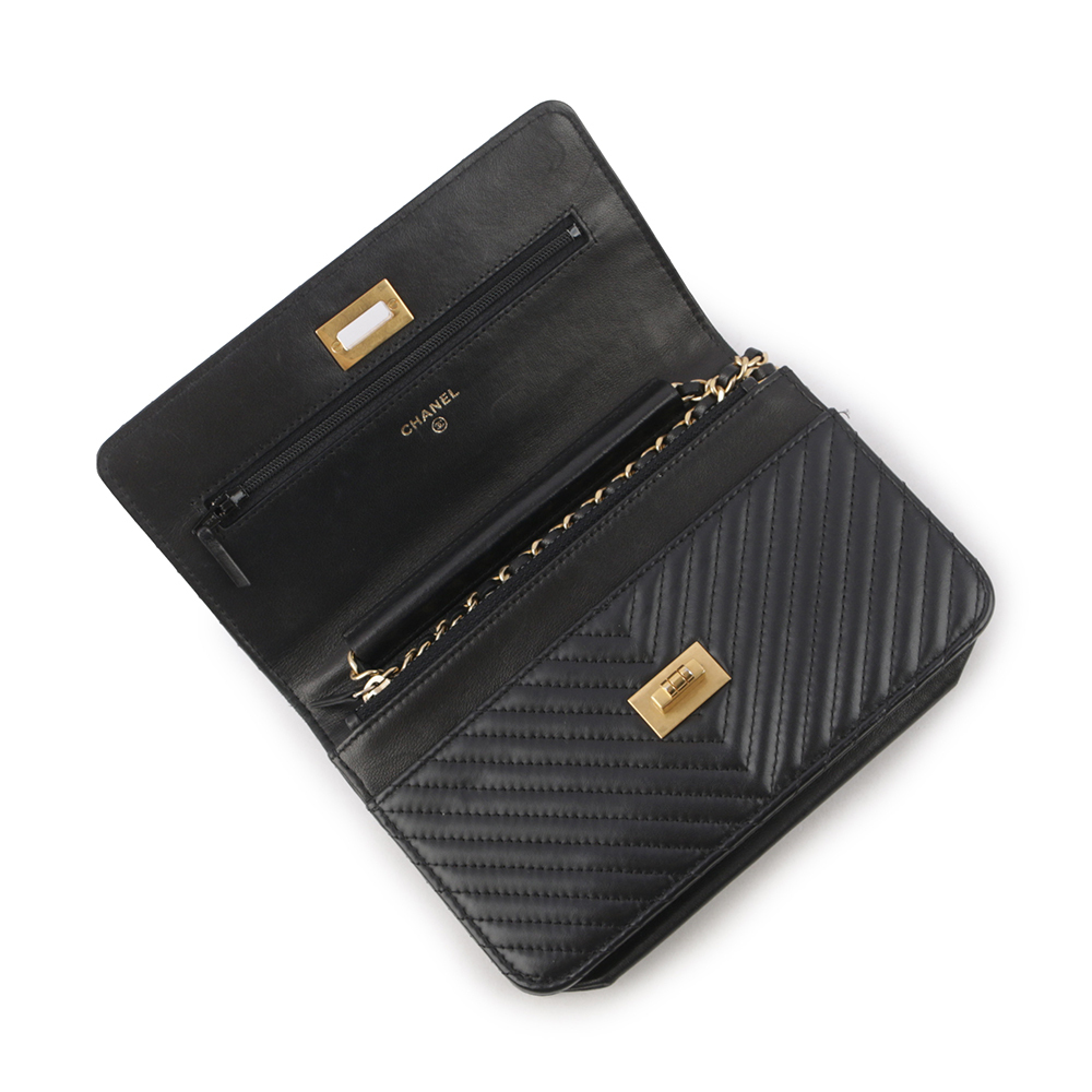 【CHANEL】金釦2.55 復古小牛皮WOC(黑色) CH14000122